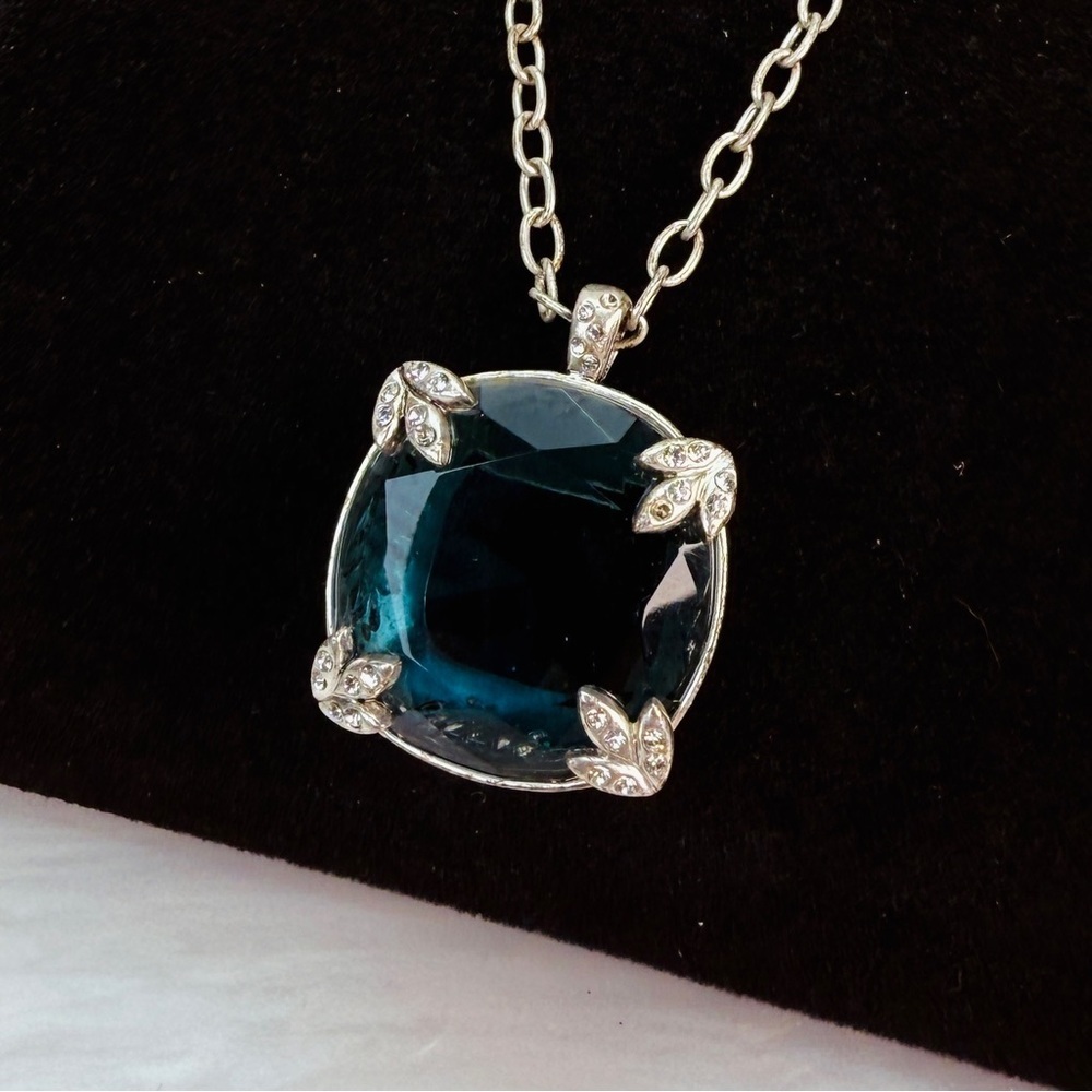 Vintage Sigrid Olesen Silvertone and Blue Pendant Necklace - Picture 4 of 13